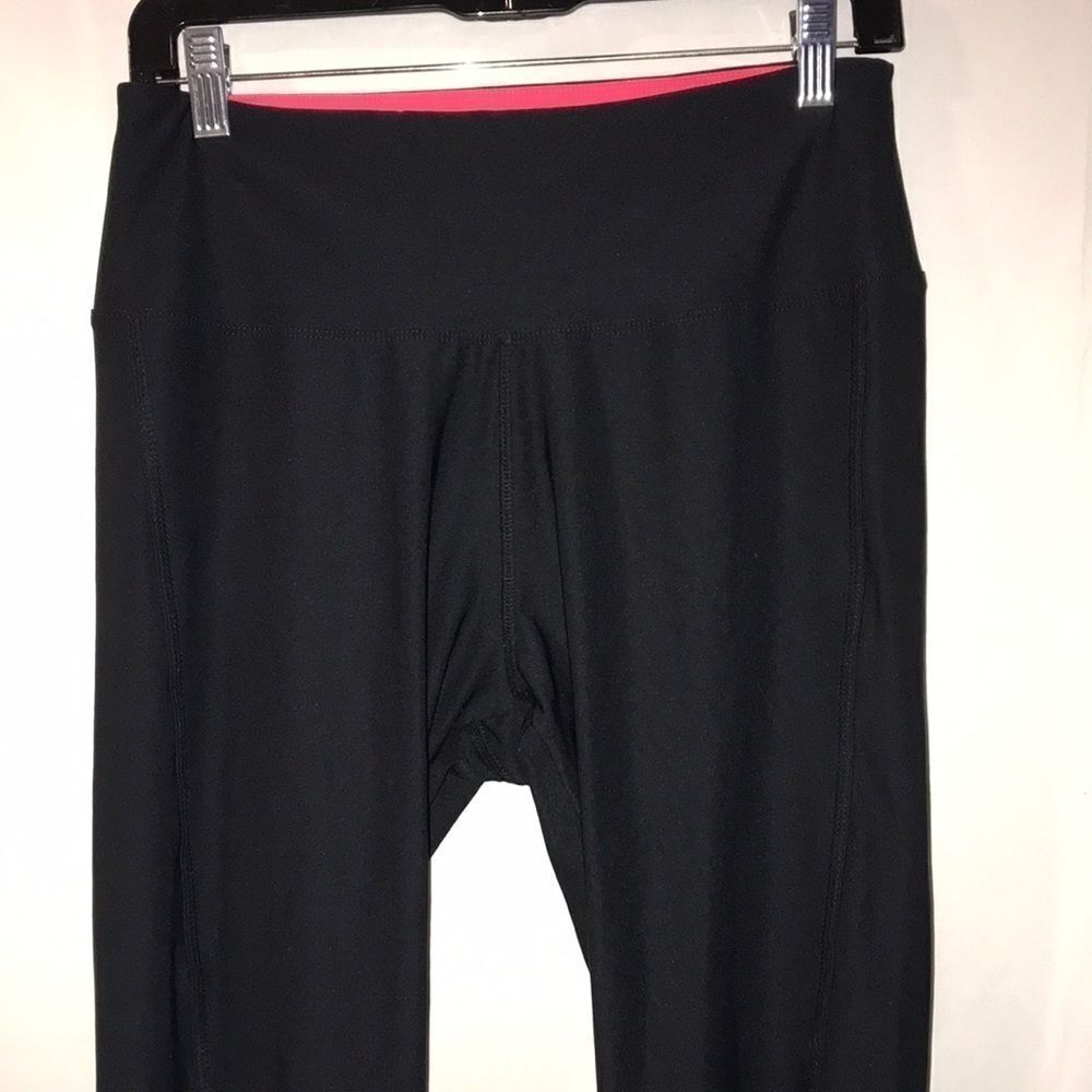 Marika Women's Black Pink‎ Ponte Knit Stretchy High Rise Leggings Size Large
